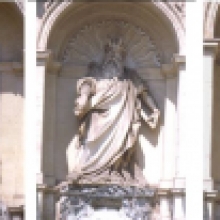 Particolare delle sculture: storia di Aronne a sx - Mosè al centro - storia di Giosuè a dx